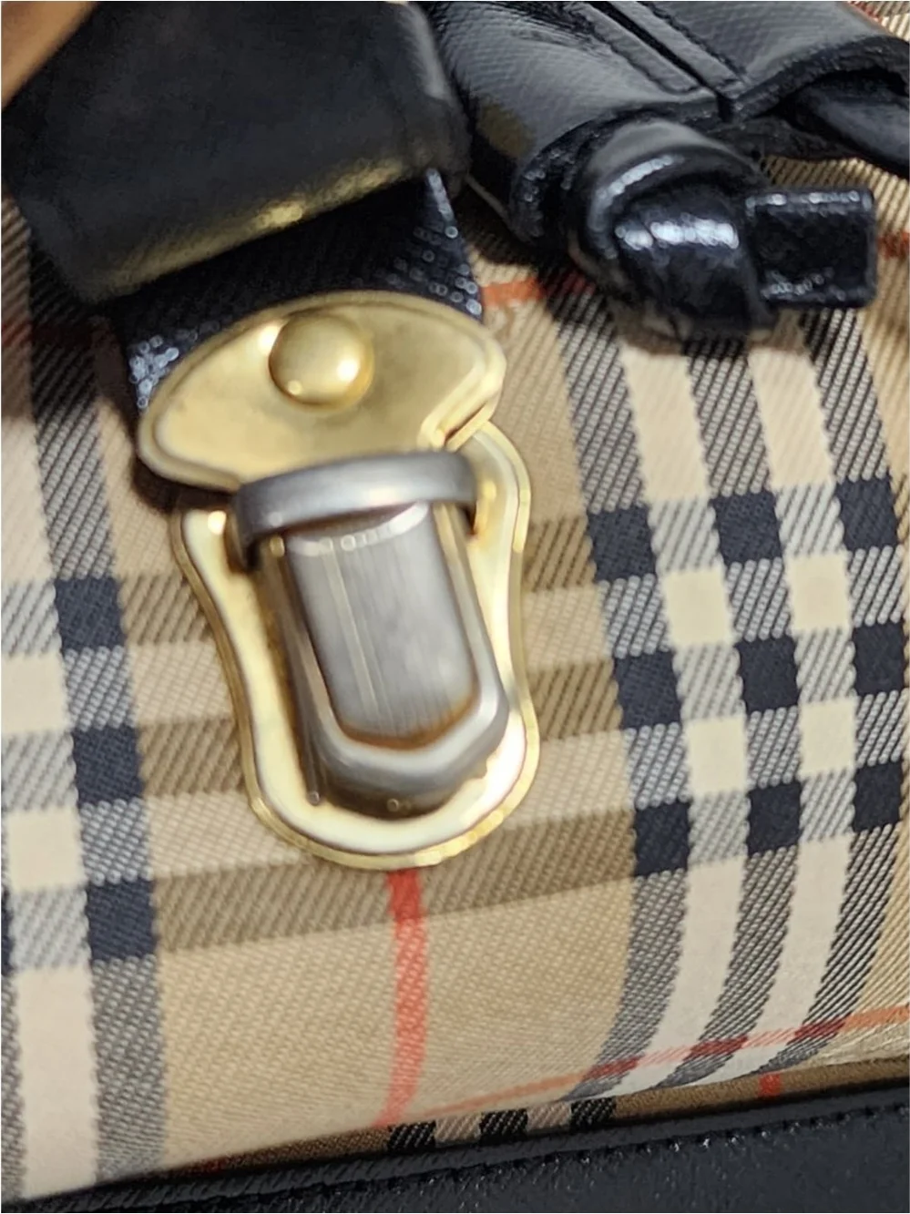 Burberry Vintage Haymarket Check Buckle Backpack Black/Beige